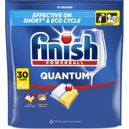 Засіб для миття посуду в посудомийних машинах FINISH Quantum Лимон, 30 капсул